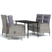 Set da pranzo da giardino 5 pezzi con mobili da esterno e cuscini grigio/nero 02_0014192