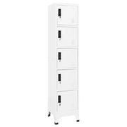 Armadietto moderno bianco con 5 ante chiudibili a chiave 38 x 40 x 180 cm acciaio bianco 02_0047002