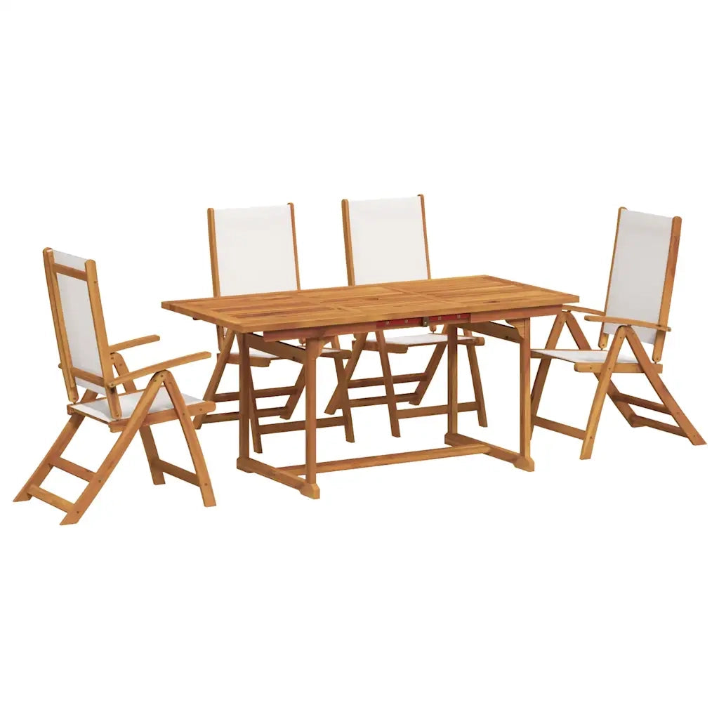 Set Pranzo da Giardino 5pz Legno Massello di Acacia e Textilene