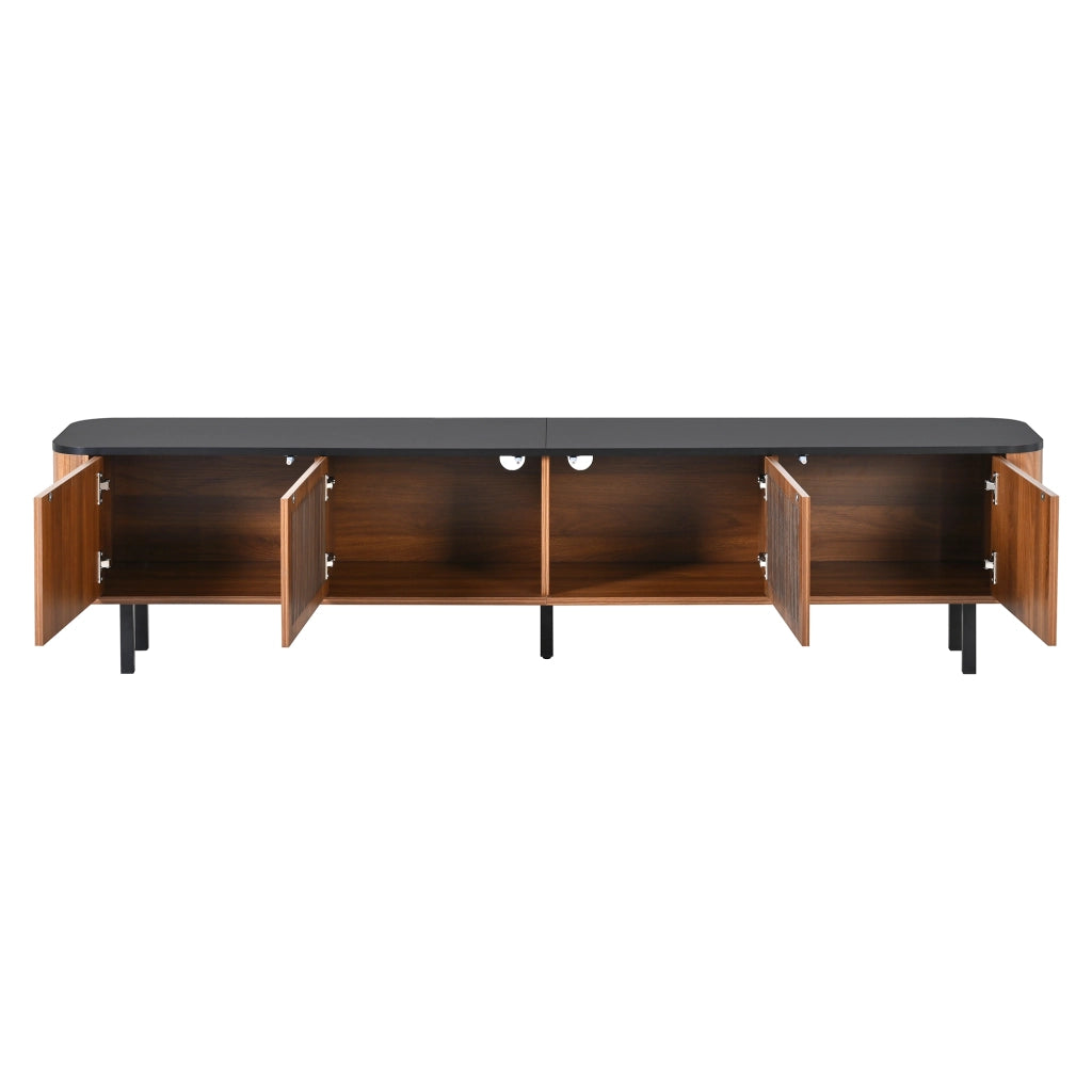 Mobile porta TV moderno con ante a griglia e ampi scomparti in MDF e pannello truciolare noce 190 × 35 × 45 cm