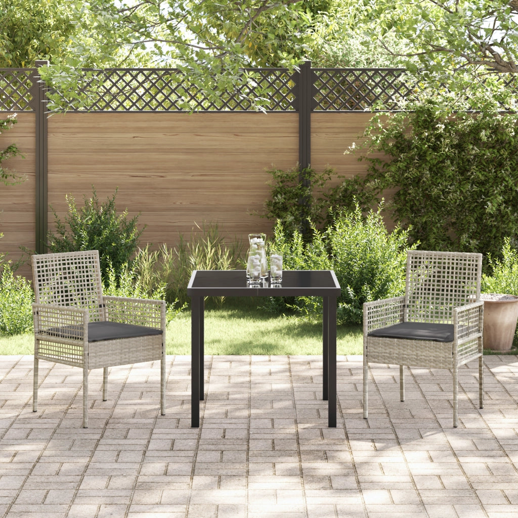 Sdraio da giardino  2 pcs con cuscini Grigio chiaro Polyrattan