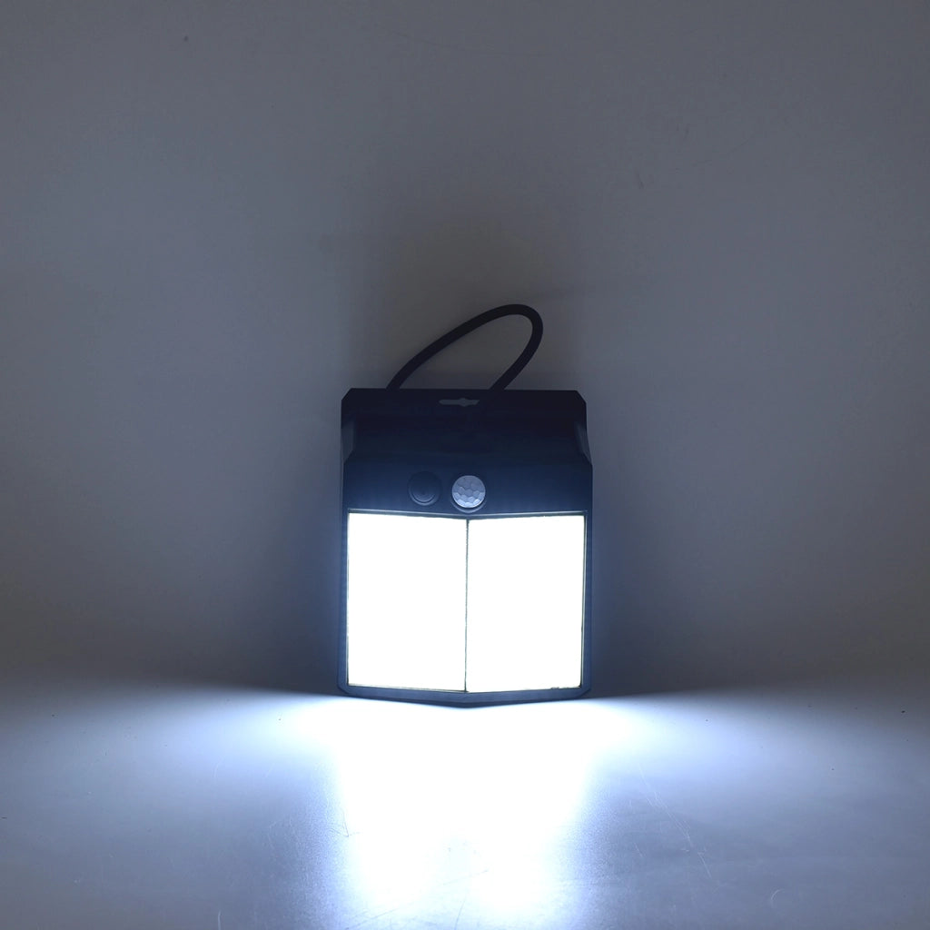 FARETTO LED SOLARE DA ESTERNO CON SENSORE DI MOVIMENTO LUCE FREDDA - IDEALE PER ILLUMINAZIONE GIARDINI CORTILI SICUREZZA NOTTURNA E RISPARMIO ENERGETICO