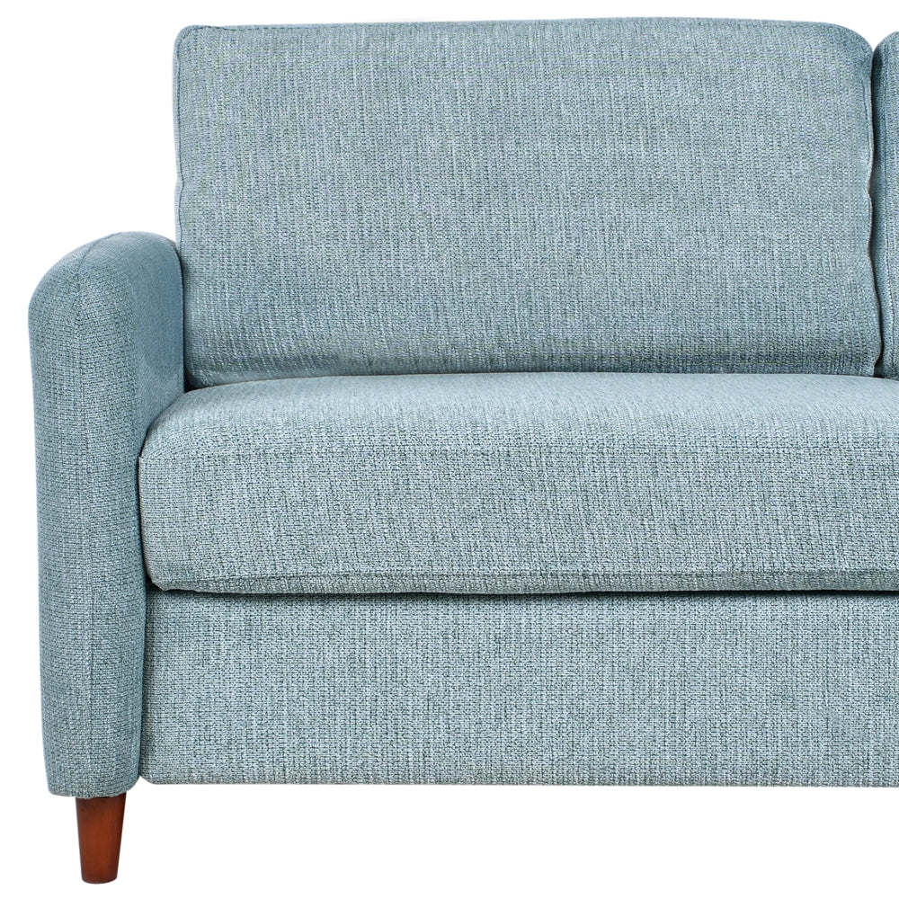 Set da salotto composto da divani da 2 e 3 posti rivestito in tessuto azzurro con braccioli soggiorno stile moderno
