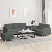 Set di Divani 3 pz con Cuscini Grigio Scuro in Tessuto 3202127