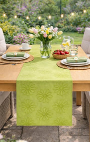 Tavolo con tovaglia 40x140 cm - Verde - Protezione contro macchie - Idrorepellente - Facile da pulire - 100% Poliestere - Design eterno - Tovaglia per tavolo