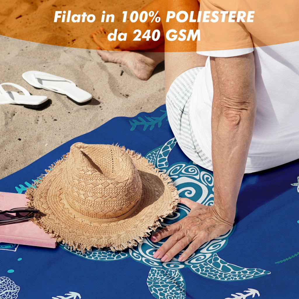 Telo Mare Asciugamano Da Spiaggia Misura Grande 100x180 Cm Assorbente In Morbida Microfibra Leggero Stampe Moderne Sabbia Lettino Vacanze Piscina Tartaruga