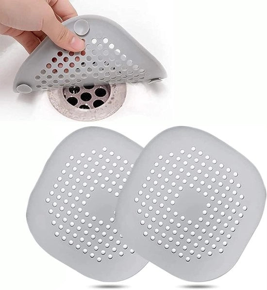 Sistema di scarico - Sistema di scarico per doccia - Sistema di scarico per vasca - 2 pezzi Protezione scarico - Filtro di protezione scarico - Sistema di scarico in silicone - per bagno, cucina, vasca - Grigio