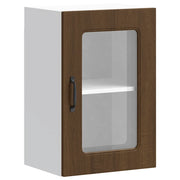 Pensile da cucina in legno composito con anta in vetro spazio contenitivo ottimizzato 40 x 31 x 60 cm legno marrone 02_0049957