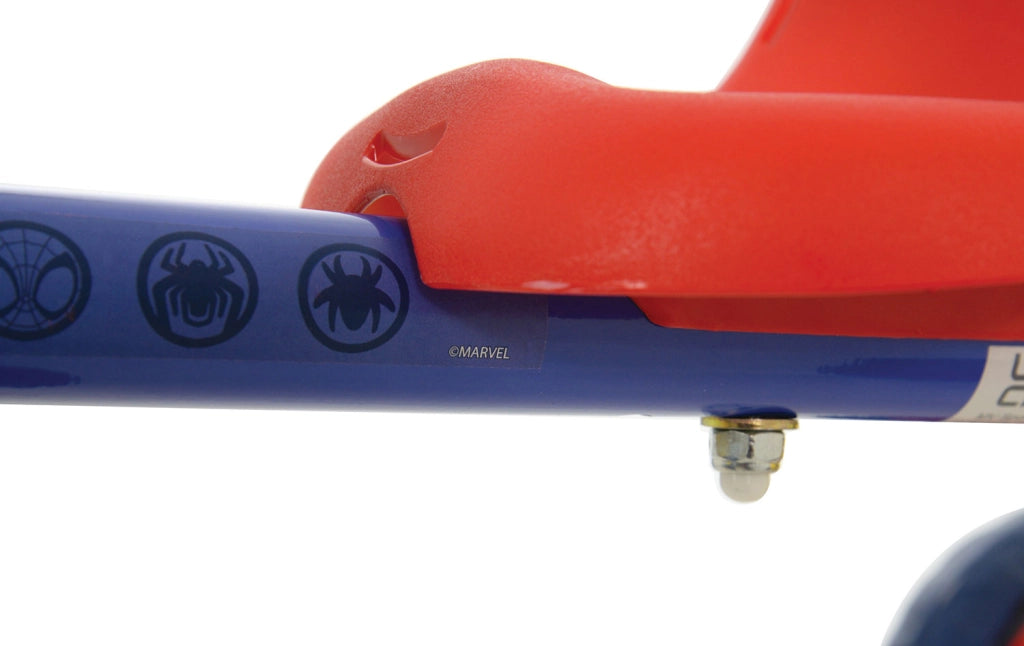 Triciclo a Pedali Primi Passi per Bambini con Maniglione Genitoriale Rimovibile e Vano Contenitore Marvel Spidey Blu
