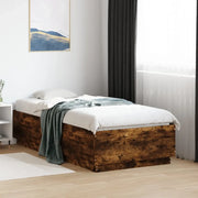 Giroletto Luci LED-Struttura Letto con LED Rovere Fumo 75x190 cm in Legno Multistrato 801491