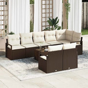 Set Divano da Giardino 9 pcs Marrone e Crema polyrattan 3355107