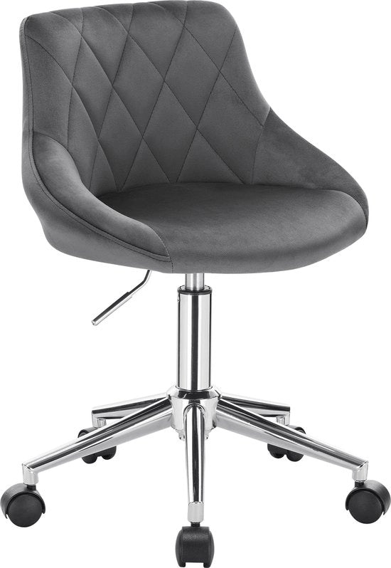 Sedile da Ufficio Stile Elegante - Scrivania - Sedili per Ufficio per Adulti - Velluto - Grigio Scuro