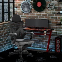 Vinsetto Sedia da Ufficio Ergonomica con Schienale Reclinabile, Poggiapiedi Retrattile, Altezza Regolabile, Grigio