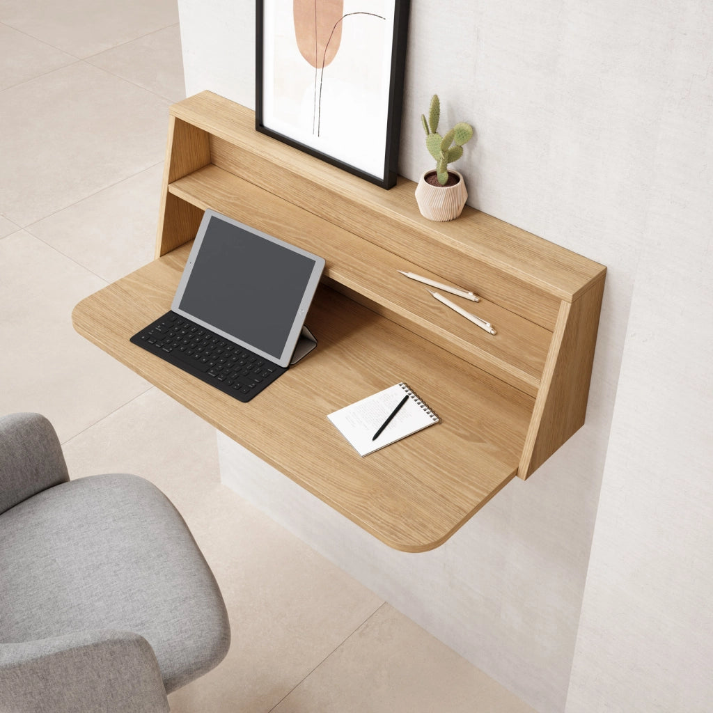 Scrivania da parete Herdasa effetto rovere dorato