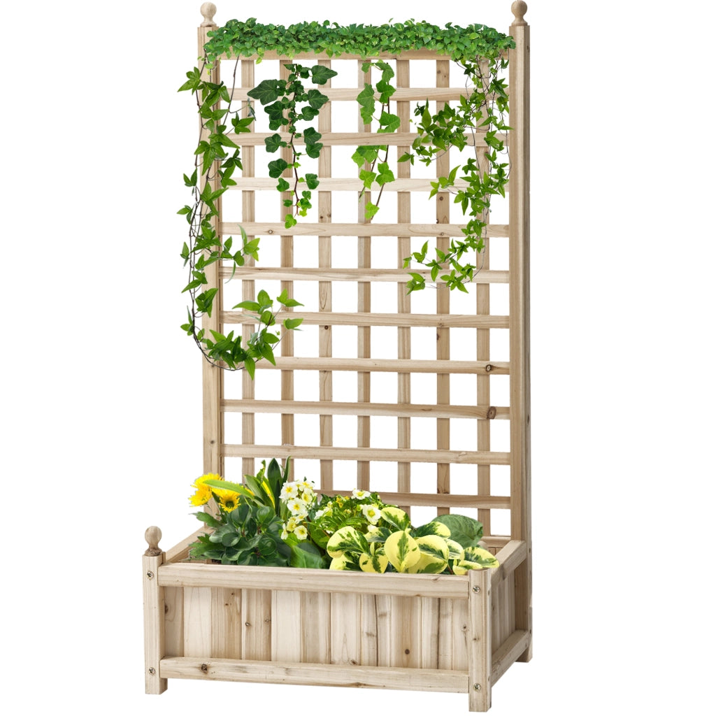 Hochbeet Pflanzkasten con Griglia per Rampicanti ¨C zephmum ¨C Legno Naturale 64x28x120 cm