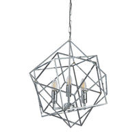 Lampadario Contemporaneo Cubo Acciaio Cromo 3 Luci E14