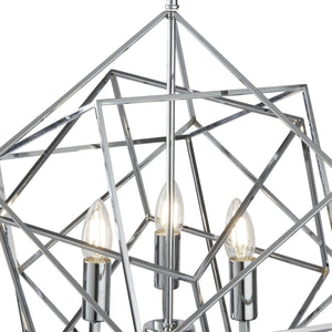Lampadario Contemporaneo Cubo Acciaio Cromo 3 Luci E14