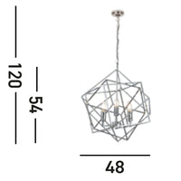 Lampadario Contemporaneo Cubo Acciaio Cromo 3 Luci E14