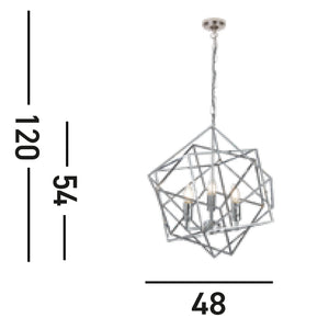 Lampadario Contemporaneo Cubo Acciaio Cromo 3 Luci E14