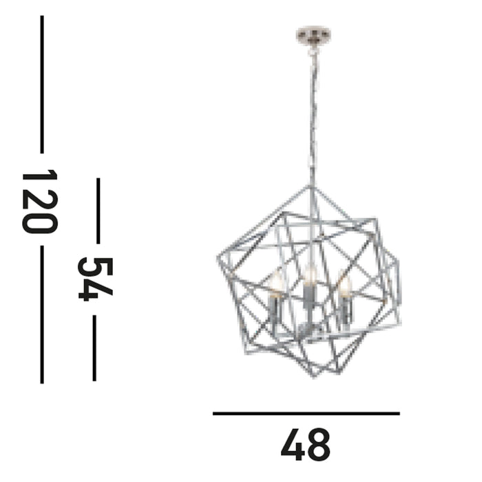 Lampadario Contemporaneo Cubo Acciaio Cromo 3 Luci E14