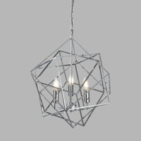 Lampadario Contemporaneo Cubo Acciaio Cromo 3 Luci E14