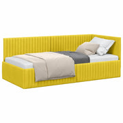 Letto singolo | Letto per adulti | Cornice del letto ad angolo Giallo 90 cm x 200 cm Velluto