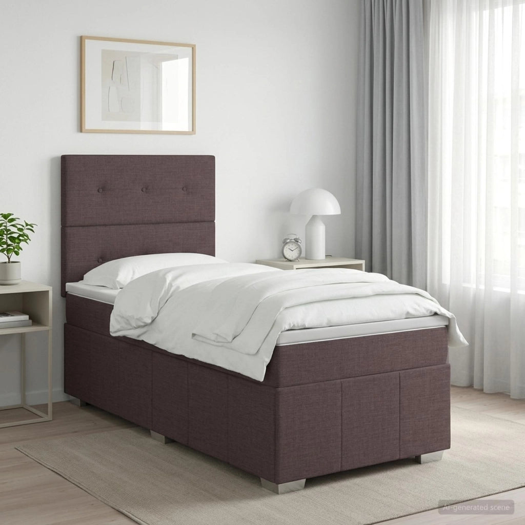 Letto box spring con materasso Marrone Scuro 100 x 200 cm 3454074