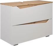 Mobile sottolavabo per bagno Marelle, Bianco/Artisan, 80 x 57.5 cm con 2 cassetti, adatto per l'installazione sotto lavabi standard