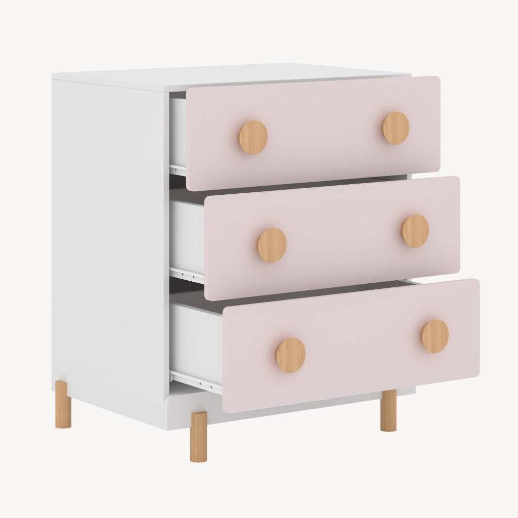Cassettiera Vaarentaa per Cameretta con 3 Cassetti 66x55x41 cm - Bianco/Rosa [en.casa]