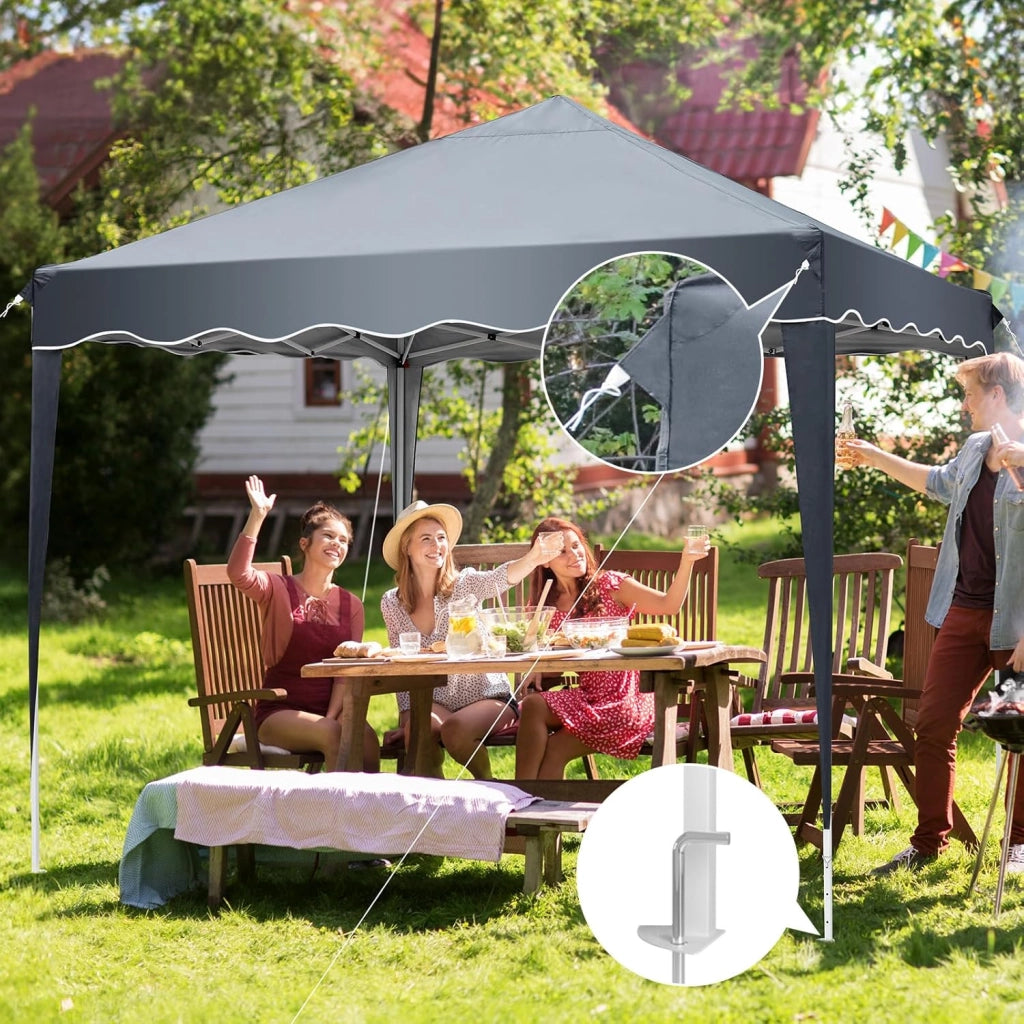 Gazebo Pieghevole 3x3 Impermeabile con 4 PCS Sacchi di Sabbia, UV 50+ 4 Pareti Laterali, Tenda da Campeggio, Giardino, Festival e Feste Grigio