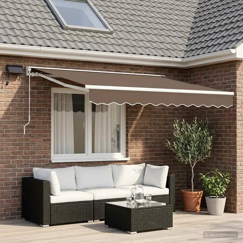 Cornice per Tenda Manuale con LED Tortora 3 x 2 m 3425654