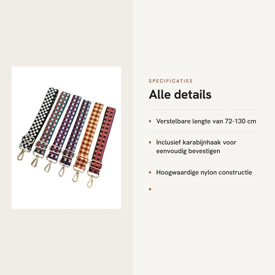 Raccordo a Spalla Regolabile 72-130 cm - Stile Boho - Cinturone di Sostituzione - Fibbia a Cinturone - Cinturone in Nylon Duraturo - Comodo e Robusto - Cinturone di Tasca