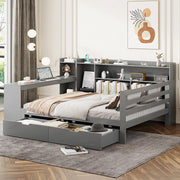 Divano letto-Xylo-140x200 cm-scrivania, 2 contenitori, prese, legno grigio