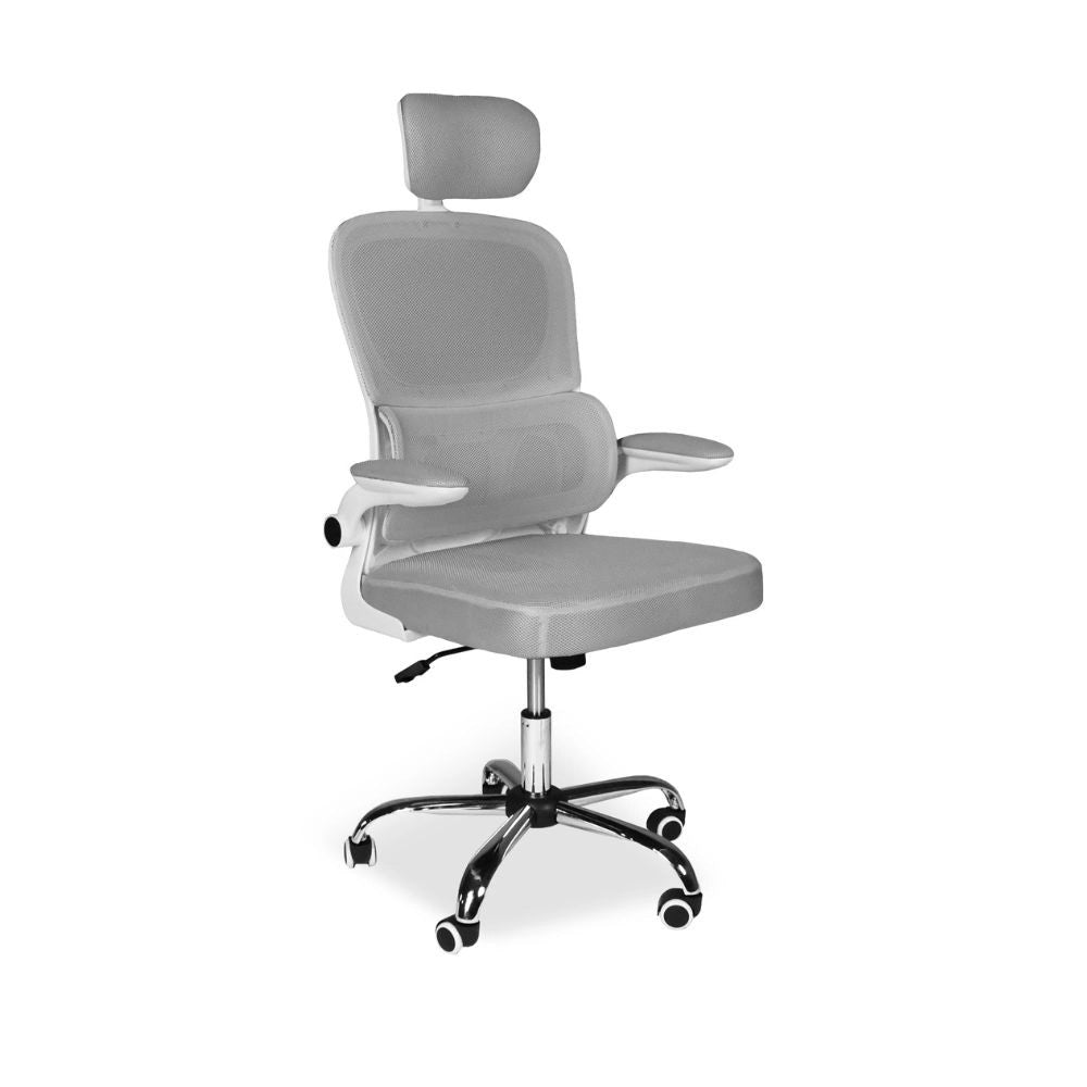 Poltrona ufficio ergonomica con ruote Vibes in rete grigio con base cromata