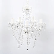 Lampadario classico a 5 lampadine per camera da letto soggiorno sala da pranzo 40 x 40 x 80 cm realizzato in vetro artificiale trasparente 02_0046216