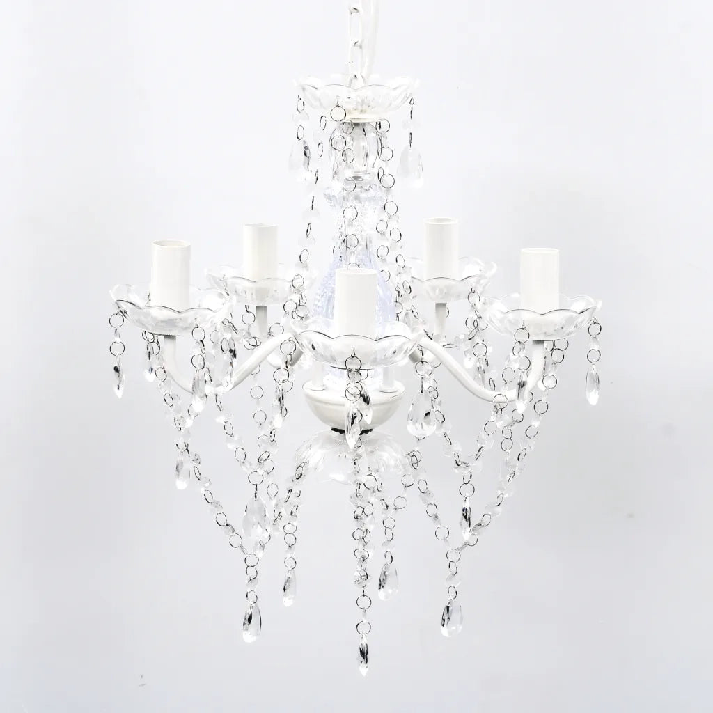Lampadario classico a 5 lampadine per camera da letto soggiorno sala da pranzo 40 x 40 x 80 cm realizzato in vetro artificiale trasparente 02_0046216