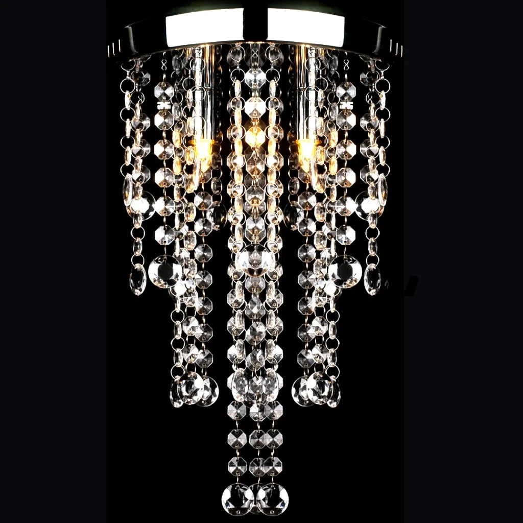 Elegante lampada da soffitto decorata con cristalli 24,8 x 34,5 cm stile moderno per uso domestico metallo bianco 02_0046249