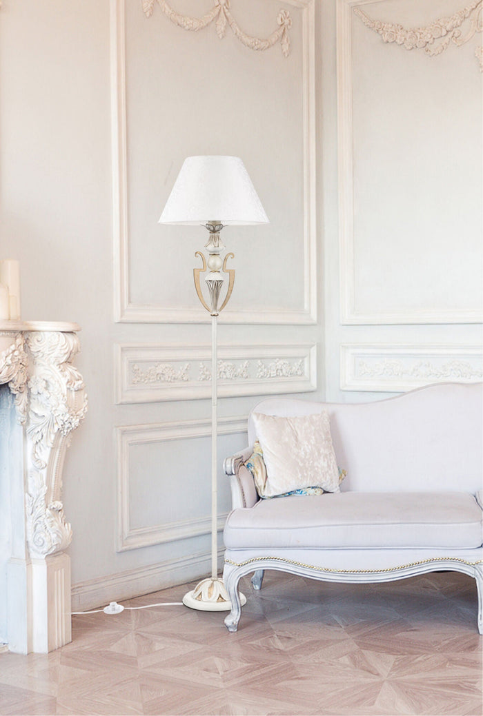 Lampada da terra Elegant in Metallo Monile Bianco con Oro