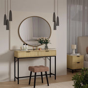 Tavolo da toilette Lennox, Rovere, 100 x 75 cm con 2 cassetti, adatto all'uso come toeletta o superficie d'appoggio
