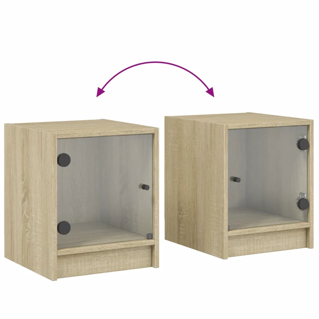 Comodino con Anta in Vetro Rovere Sonoma 35x37x42 cm 836347