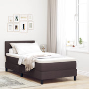 Letto a Box con Materasso e LED Marrone Scuro 90x190 cm Tessuto