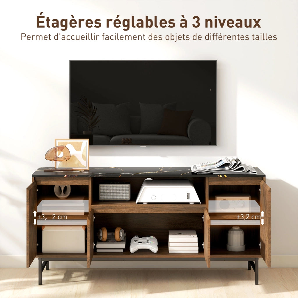 Mobile TV fino 65 pollici ¨C Xylo ¨C legno effetto noce e marmo con vano aperto 140x39x66cm