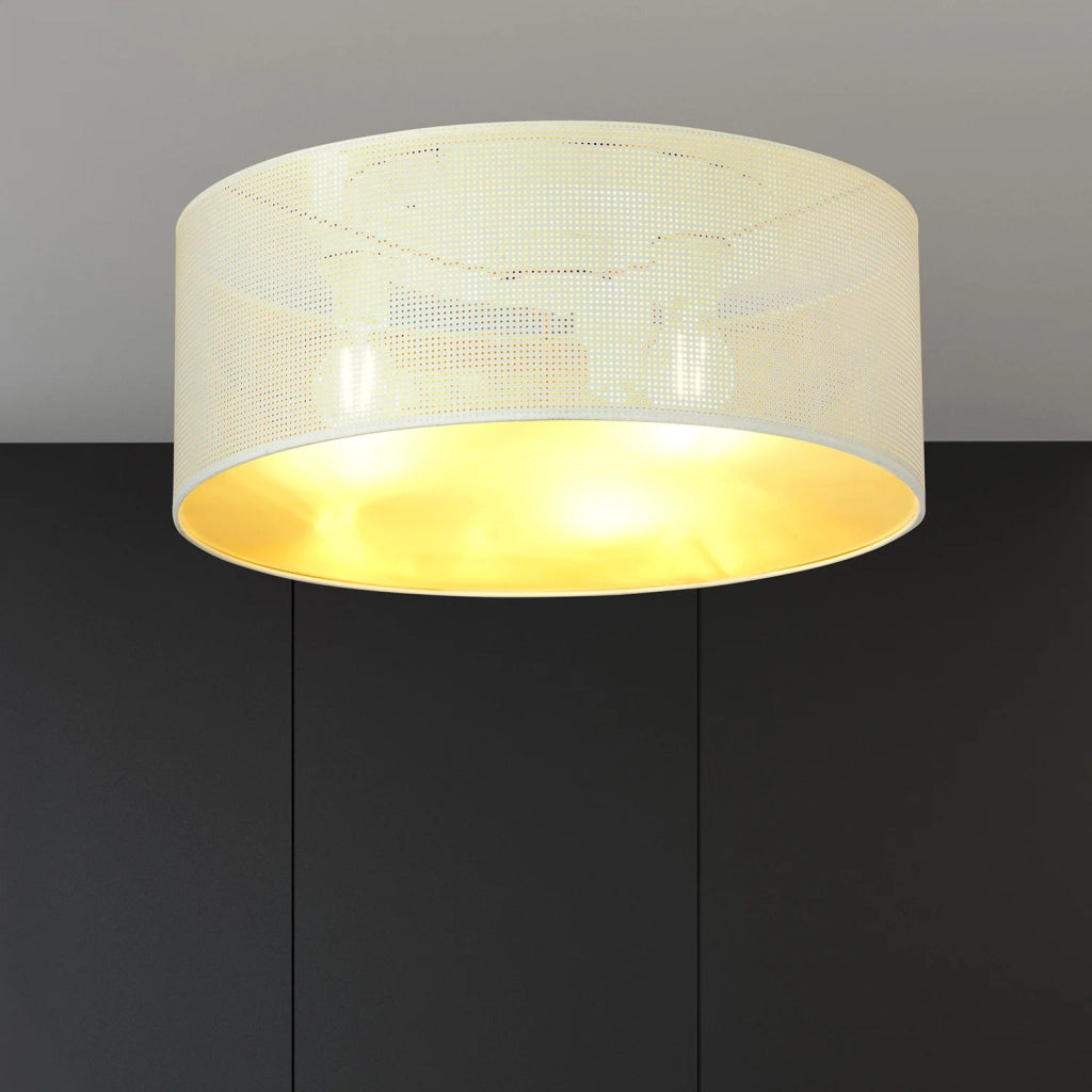 Plafoniera Minimal 3 Luci Drago In Acciaio Bianco E Oro