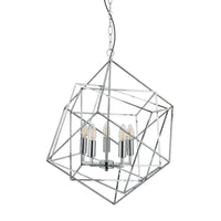 Lampadario Contemporaneo Cubo Acciaio Cromo 5 Luci E14