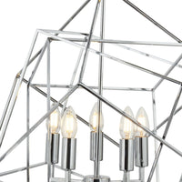 Lampadario Contemporaneo Cubo Acciaio Cromo 5 Luci E14