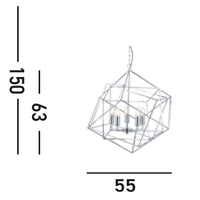 Lampadario Contemporaneo Cubo Acciaio Cromo 5 Luci E14