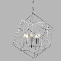 Lampadario Contemporaneo Cubo Acciaio Cromo 5 Luci E14