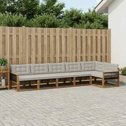 Set di divani da esterno 6 pcs Naturale e Grigio Chiaro