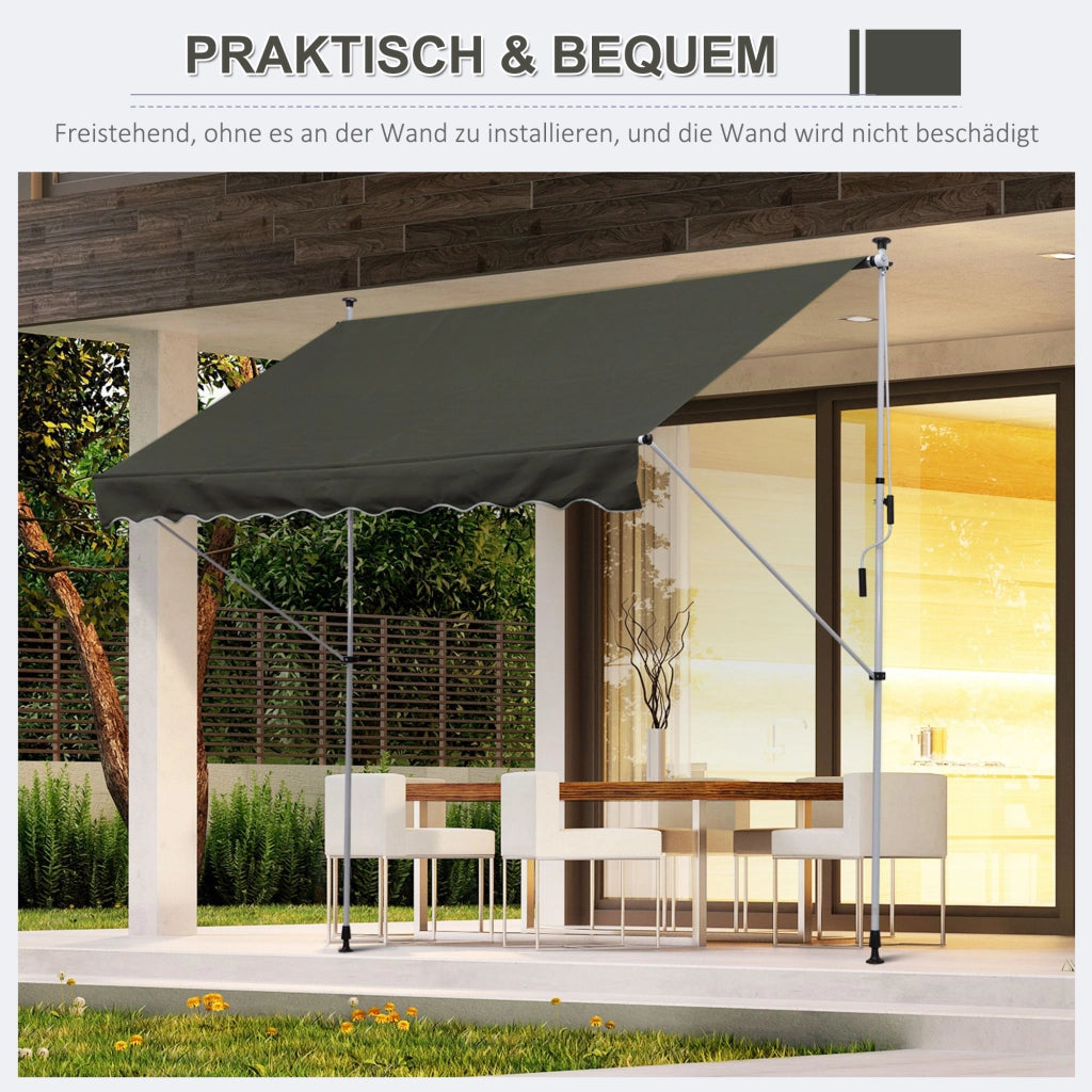 Tendone da balcone con manovella 150 cm ¨C zephmum ¨C grigio