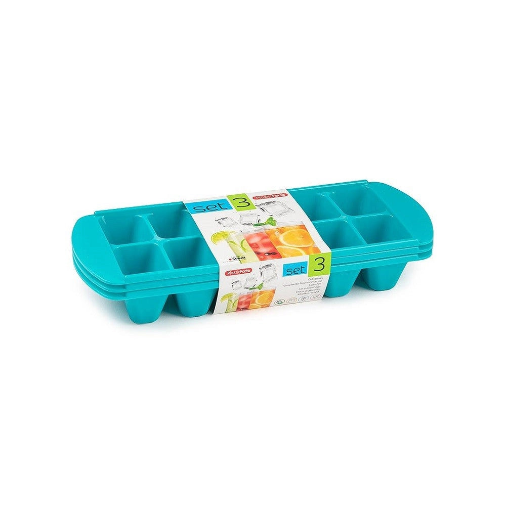 Trade Shop - Set 3 Pz Vaschette Formaghiaccio Forme Cubetti Ghiaccio Plastica Colorate 12811 -
